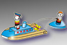 Кораблик резиномоторный с гребным колесом БУКСИР